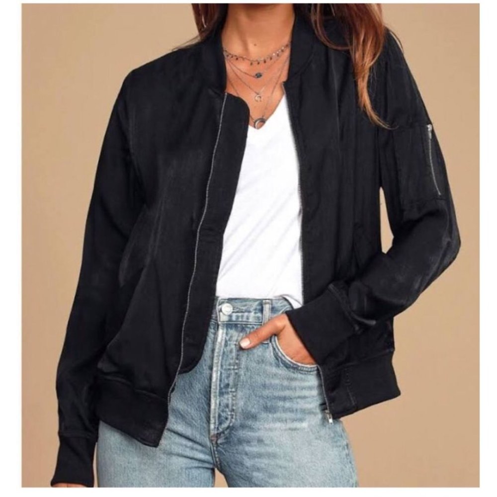 Zara Basic Black Zip Front Jacket Size Small